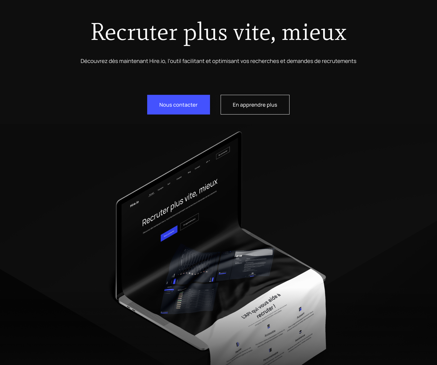 Page d'accueil Hire.io